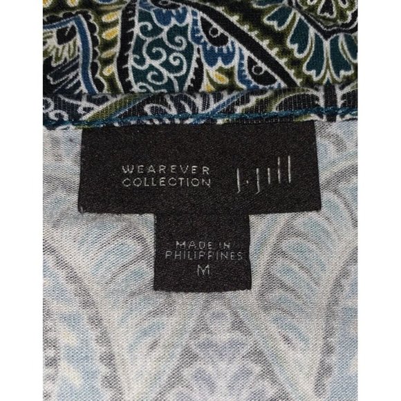 J.Jill Wearever Collection Sz MEDIUM Blue Paisley Pleated Tunic Top Stretch EUC - Picture 9 of 11